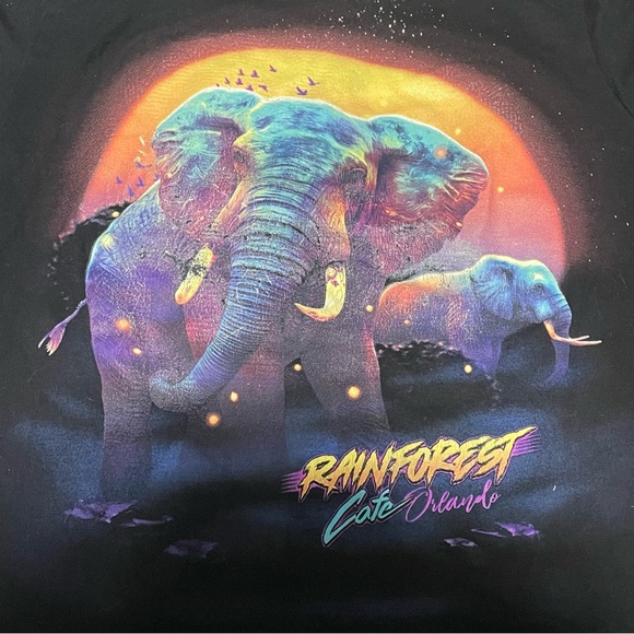 RAINFOREST CAFE ORLANDO Shirt Adult Sz Small Elephant Graphic Print Shirt Sleeve - Picture 7 of 7
